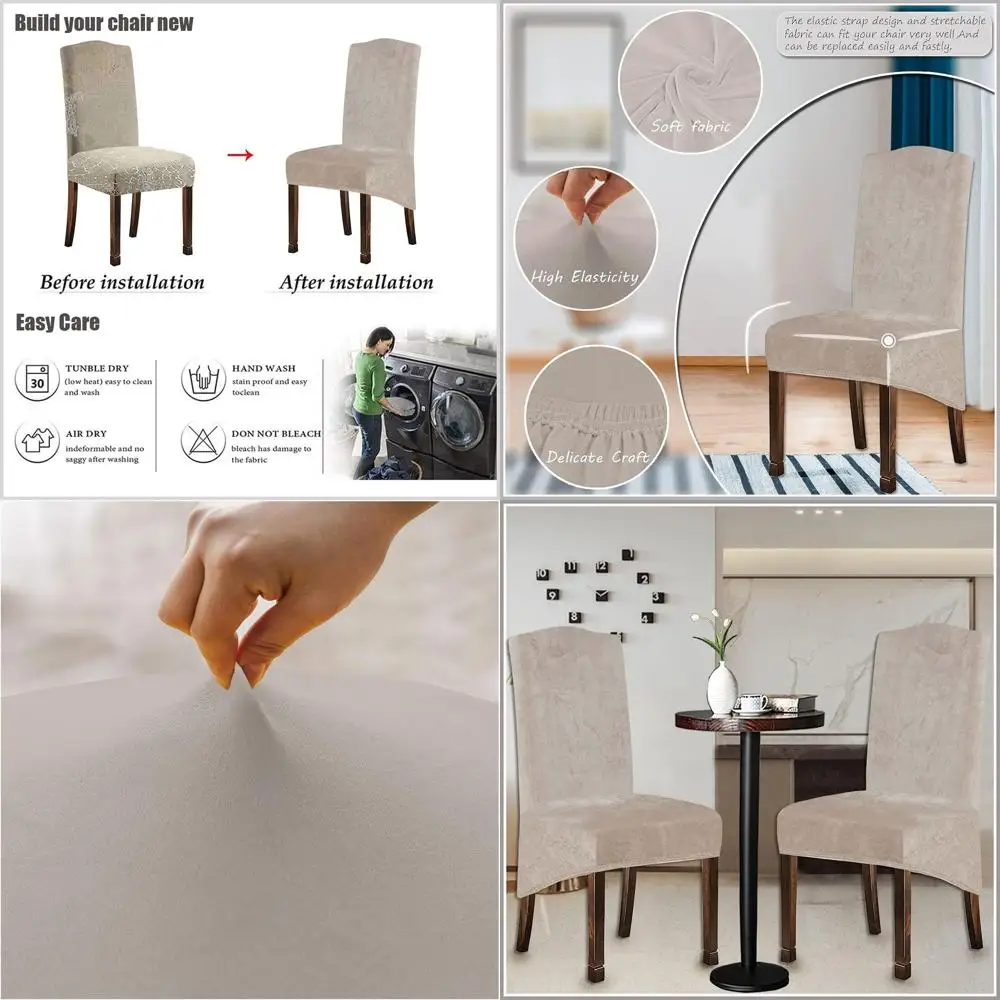 Stretch Spandex XL Dining Chair Covers, Elastic Band Seat Protectors for Kitchen & Dining Room (Taupe, 6-Pack)
Stretch Spandex XL Dining Chair Covers, Elastic Band Seat Protectors for Kitchen & Dining Room (Taupe, 6-Pack)