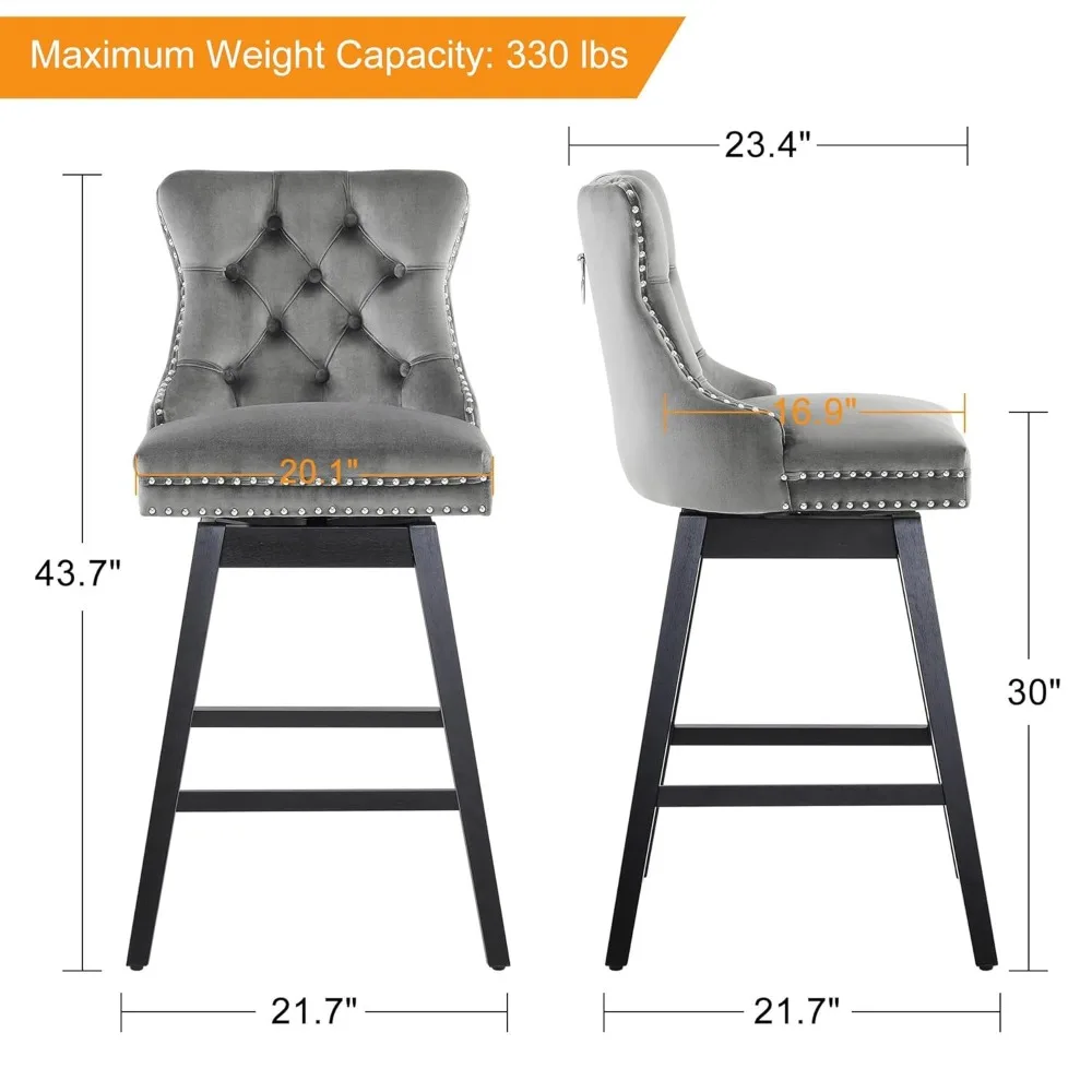 360° Swivel Counter Height Bar Stools with Back, Premium Velvet Upholstered Bar Chairs for Home Bar, Customized
360° Swivel Counter Height Bar Stools with Back, Premium Velvet Upholstered Bar Chairs for Home Bar, Customized