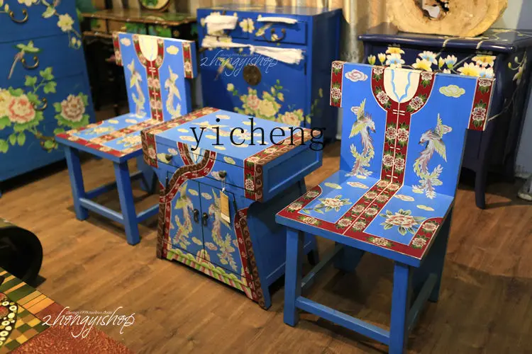 LX Hand-painted Classical Furniture Dining Chair Lounge Chair Blue Bottom Tea Table
LX Hand-painted Classical Furniture Dining Chair Lounge Chair Blue Bottom Tea Table