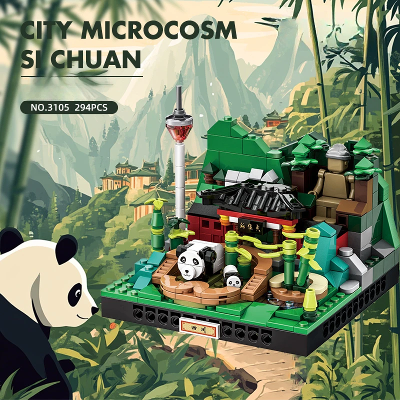 MOC City Micro View Сычуаньский строительный блок, развивающие игрушки, сборка, детская мемориальная точка здания с пандой, детский подарок
MOC City Micro View Сычуаньский строительный блок, развивающие игрушки, сборка, детская мемориальная точка здания с пандой, детский подарок