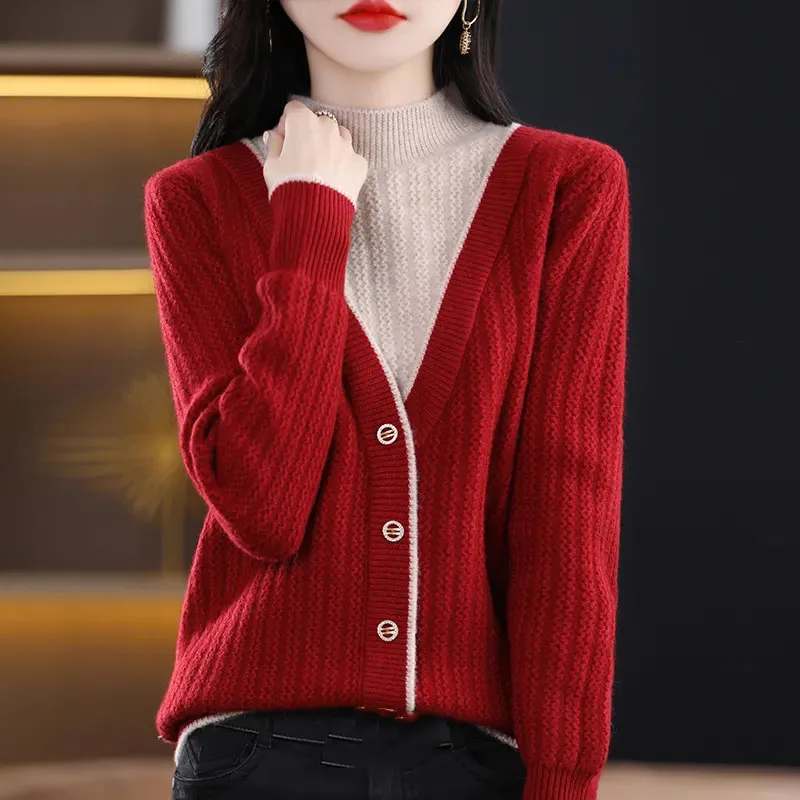 2024 Spring Autumn New Women's Sweater Fashion Fake Two Piece Knitted Top Casual Female Pullovers Sweaters Elegant Knit Jumper
2024 Spring Autumn New Women's Sweater Fashion Fake Two Piece Knitted Top Casual Female Pullovers Sweaters Elegant Knit Jumper