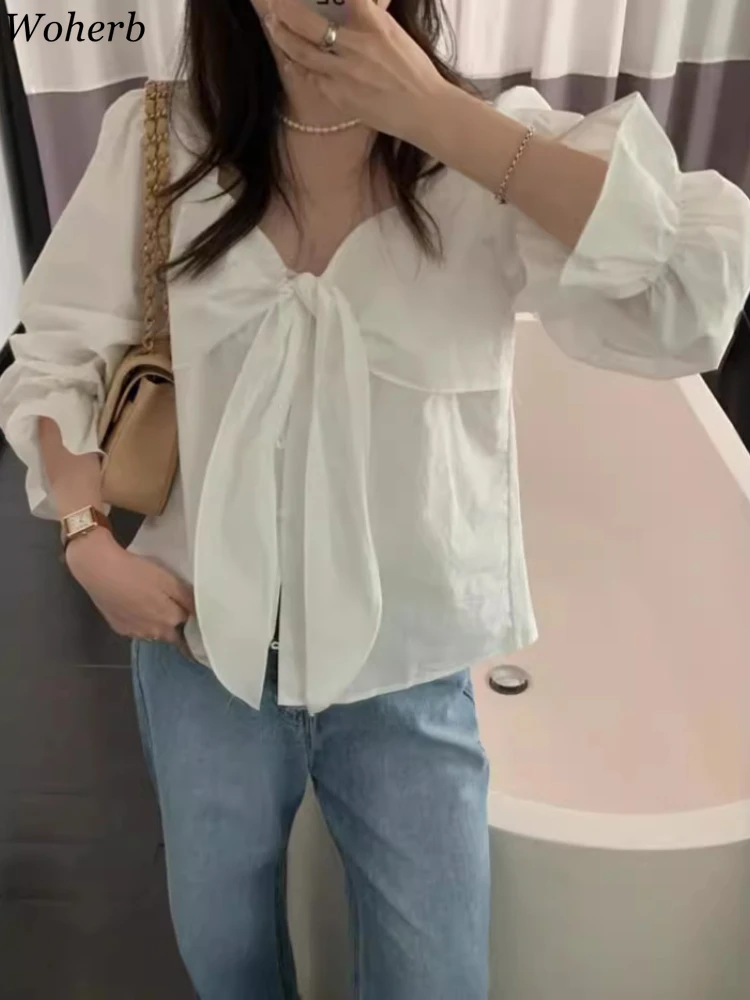 Белая блузка Blusas Mujer De Moda для женщин, рубашки с квадратным воротником, бандажные топы, винтажные модные корейские блузки с расклешенными рукавами
Белая блузка Blusas Mujer De Moda для женщин, рубашки с квадратным воротником, бандажные топы, винтажные модные корейские блузки с расклешенными рукавами