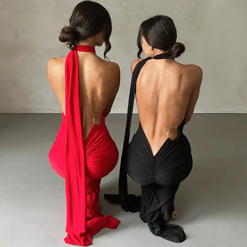 European and American Style Women's Clothing2024Summer New Sexy Backless Pleated Slim Fit Sleeveless Elegant Dress Women's Forma
European and American Style Women's Clothing2024Summer New Sexy Backless Pleated Slim Fit Sleeveless Elegant Dress Women's Forma