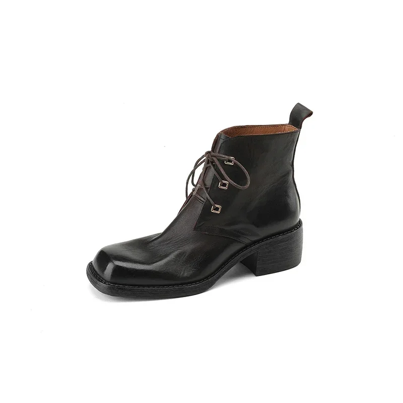 Thick High Heels Women Short Boots Fashion Design Genuine Leather Shoes Woman Lace-up Autumn Winter Office Lady Retro Boots
Thick High Heels Women Short Boots Fashion Design Genuine Leather Shoes Woman Lace-up Autumn Winter Office Lady Retro Boots