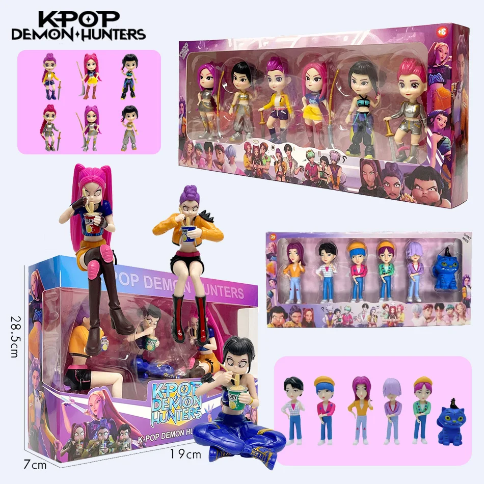 6pcs Kpop Demon Hunters Action Figures Set Derpy Tiger Rumi Mira Zoey Sussy Collectible Dolls Figurines for Fans Christmas Gift
6pcs Kpop Demon Hunters Action Figures Set Derpy Tiger Rumi Mira Zoey Sussy Collectible Dolls Figurines for Fans Christmas Gift