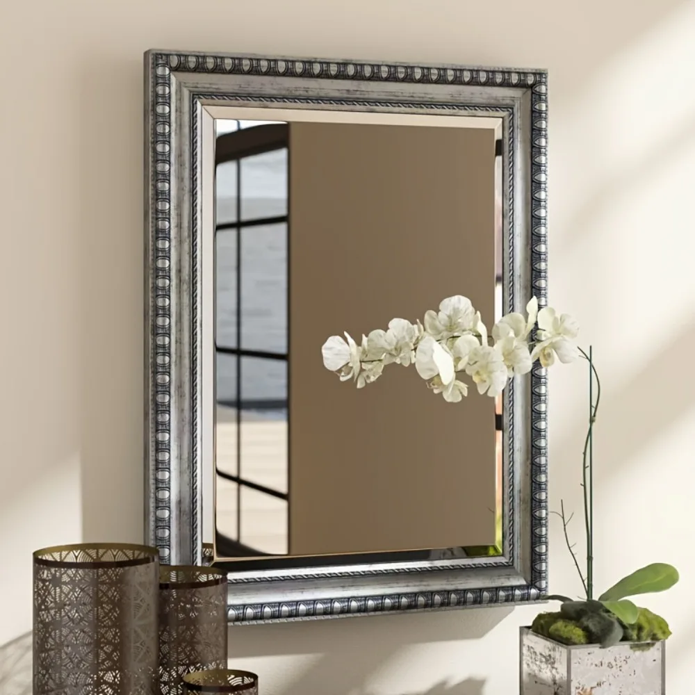 One Piece of Vintage Silver Wall Mirror in a Classic Style, Measuring 25 Inches by 33 Inches, Suitable for Home Decoration
One Piece of Vintage Silver Wall Mirror in a Classic Style, Measuring 25 Inches by 33 Inches, Suitable for Home Decoration