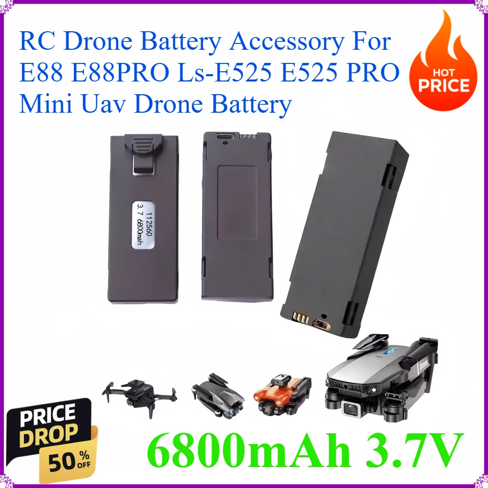6800mAh 3.7V RC Drone Battery Accessory For E88 E88PRO Ls-E525 E525 PRO Mini Uav Drone Battery Special Rc Part
6800mAh 3.7V RC Drone Battery Accessory For E88 E88PRO Ls-E525 E525 PRO Mini Uav Drone Battery Special Rc Part