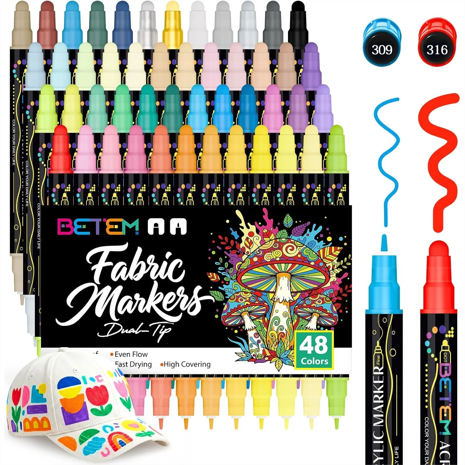 48 Colors Dual Tip Acrylic Paint Markers, Water-Based Paint Pens for Fabric, Rock, Wood, Glass, Canvas, Ceramic Art Supplies
48 Colors Dual Tip Acrylic Paint Markers, Water-Based Paint Pens for Fabric, Rock, Wood, Glass, Canvas, Ceramic Art Supplies