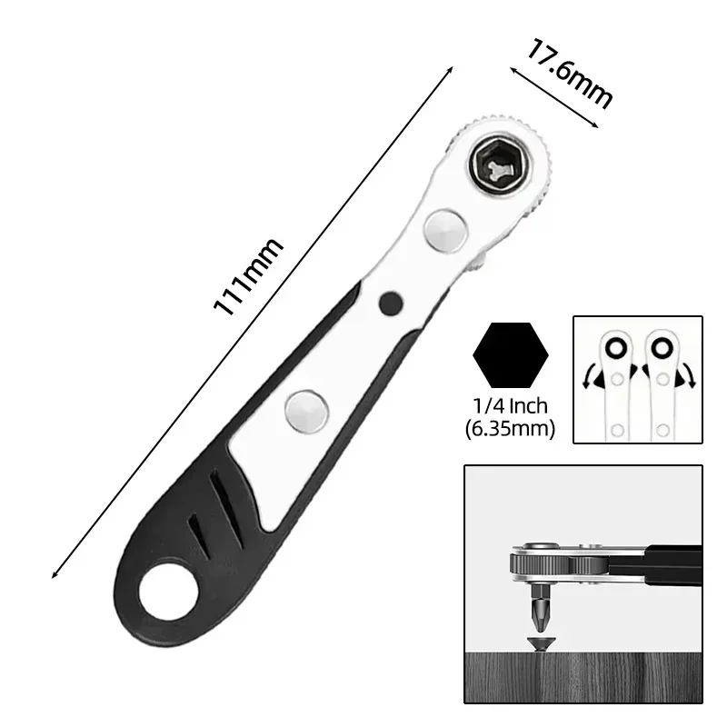 Mini Ratchet Wrench Screwdriver 1/4 Hex Adjustable Quick Release Socket Handle Repair Hand Tool For Car Repair Close Quarters
Mini Ratchet Wrench Screwdriver 1/4 Hex Adjustable Quick Release Socket Handle Repair Hand Tool For Car Repair Close Quarters