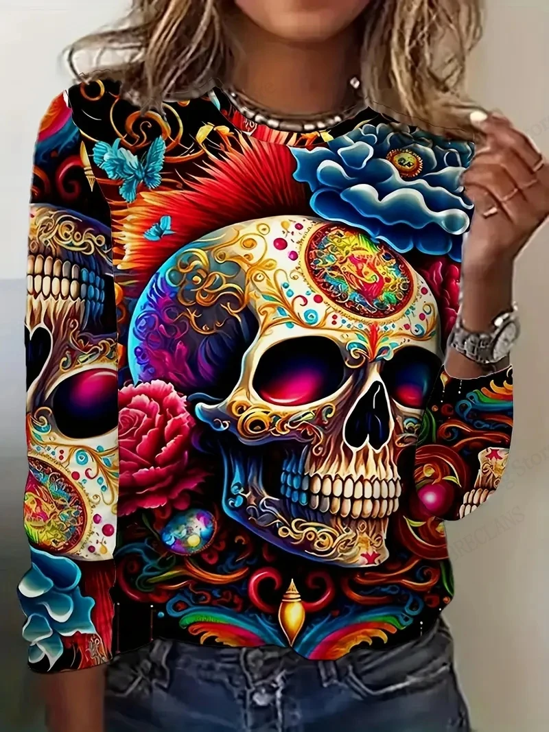 Horror Women T-shirt Halloween Skull Witch 3d Print T shirt Women Fashion O-Neck Long Sleeve Oversized Tops Tees Female Clothing
Horror Women T-shirt Halloween Skull Witch 3d Print T shirt Women Fashion O-Neck Long Sleeve Oversized Tops Tees Female Clothing