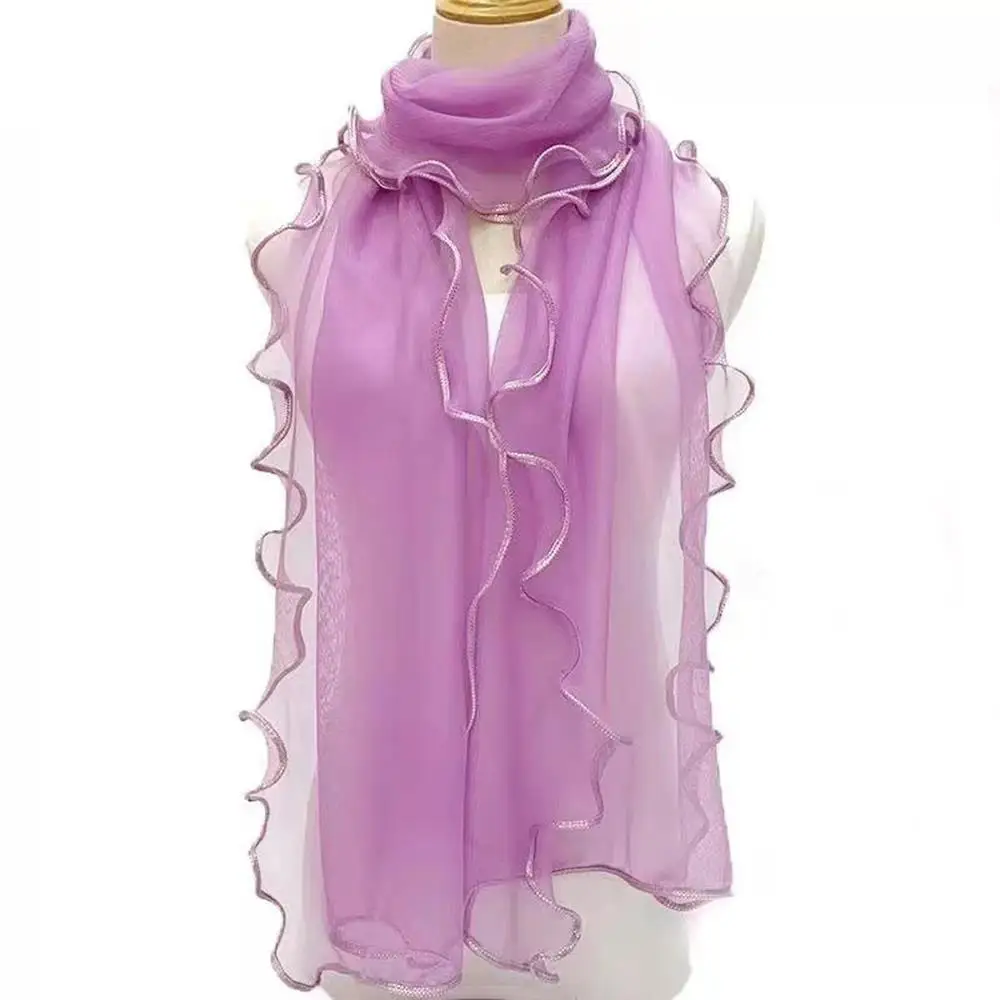 Solid Color Lace Curled Edge Scarf Thin Neckerchief Hijab Scarf Sunscreen Headscarf Neck Wrap Ruffle Silk Shawl Lightweight
Solid Color Lace Curled Edge Scarf Thin Neckerchief Hijab Scarf Sunscreen Headscarf Neck Wrap Ruffle Silk Shawl Lightweight