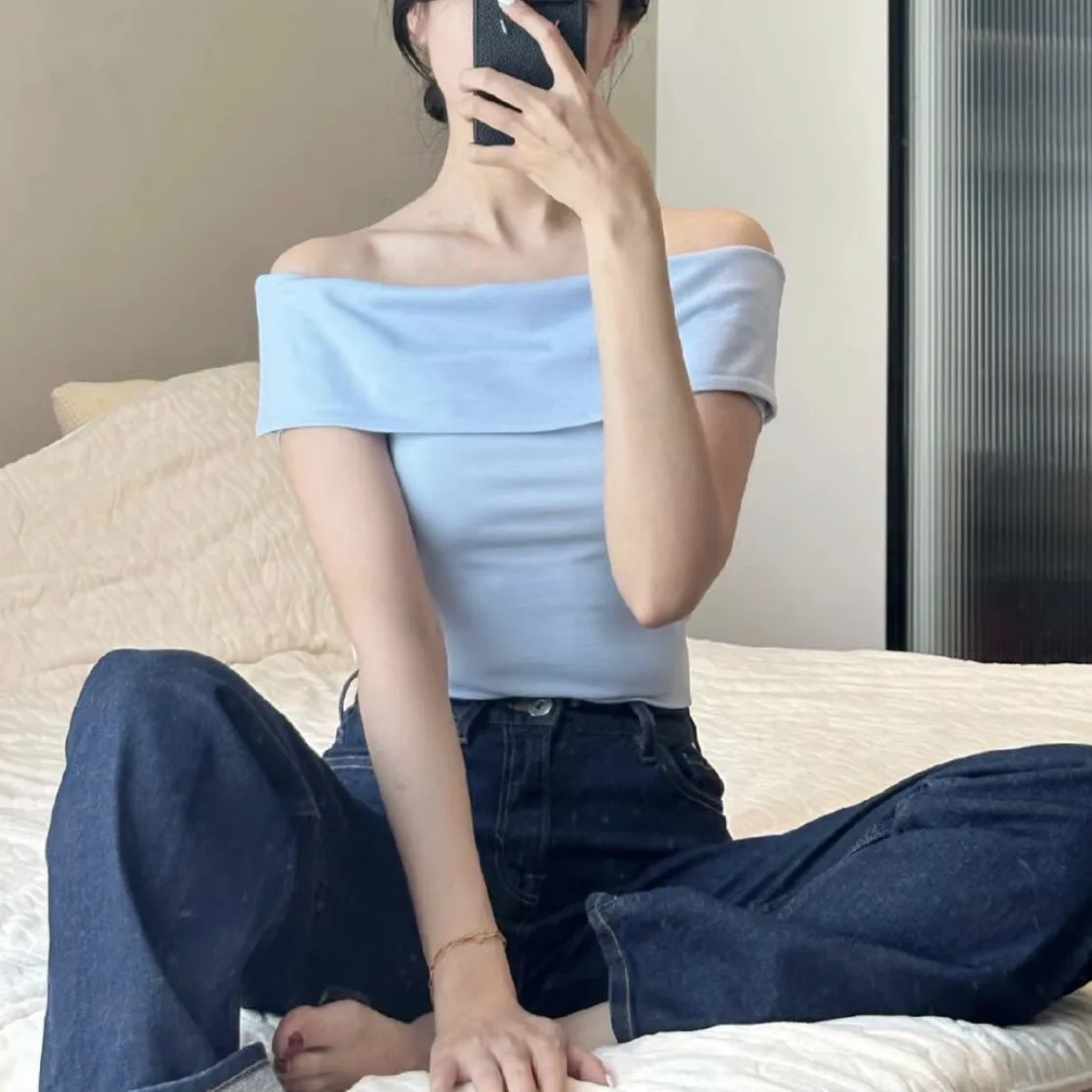Women's Slash Neck Elastic top off the shoulder T-shirt for Ladies Summer Clothing
Women's Slash Neck Elastic top off the shoulder T-shirt for Ladies Summer Clothing