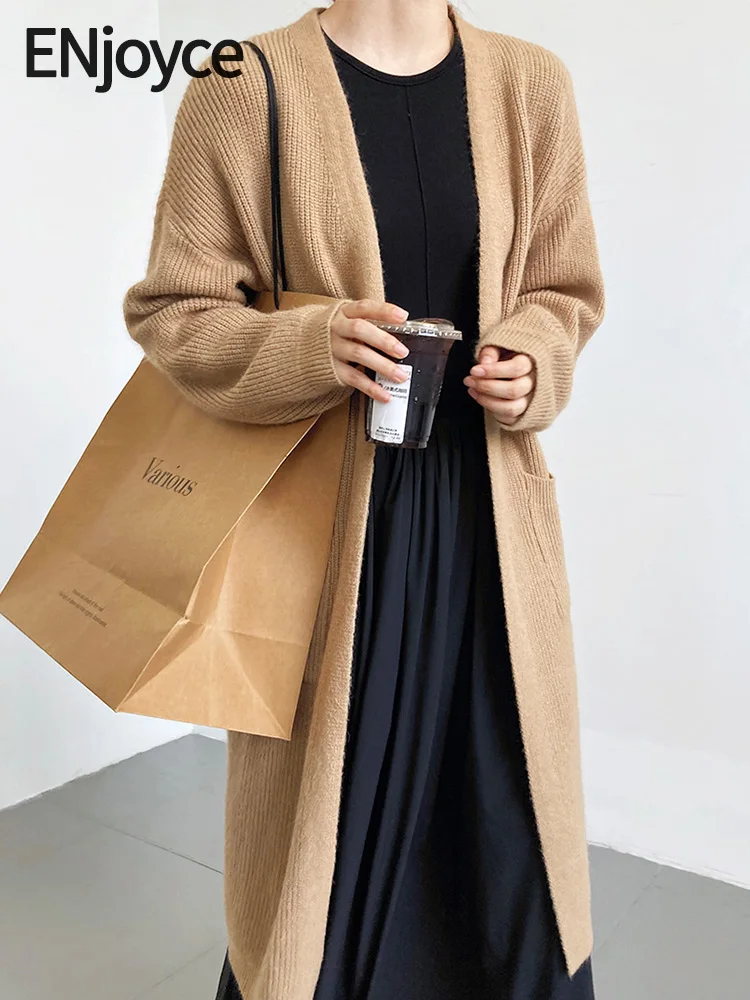 ENjoyce Autumn Winter Women Vintage V-Neck Over Knee Knitted Coat Korean Fashion Cardigans Sweaters Knitwear Jackets
ENjoyce Autumn Winter Women Vintage V-Neck Over Knee Knitted Coat Korean Fashion Cardigans Sweaters Knitwear Jackets