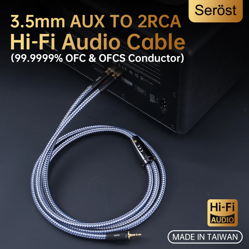 Serost HiFi 99.9999% OFC silver-plated 3.5mm AUX to 2RCA 1-to-2 plug mobile music player to Power amplifier speaker Audio Cable
Serost HiFi 99.9999% OFC silver-plated 3.5mm AUX to 2RCA 1-to-2 plug mobile music player to Power amplifier speaker Audio Cable