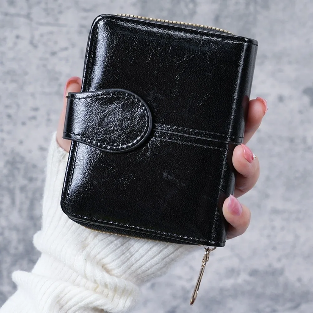 Women's Fashion Multi-slot Short Wallet Oil-based PU Leather Vintage Coin Purse Zipper Mini Money Bag
Women's Fashion Multi-slot Short Wallet Oil-based PU Leather Vintage Coin Purse Zipper Mini Money Bag