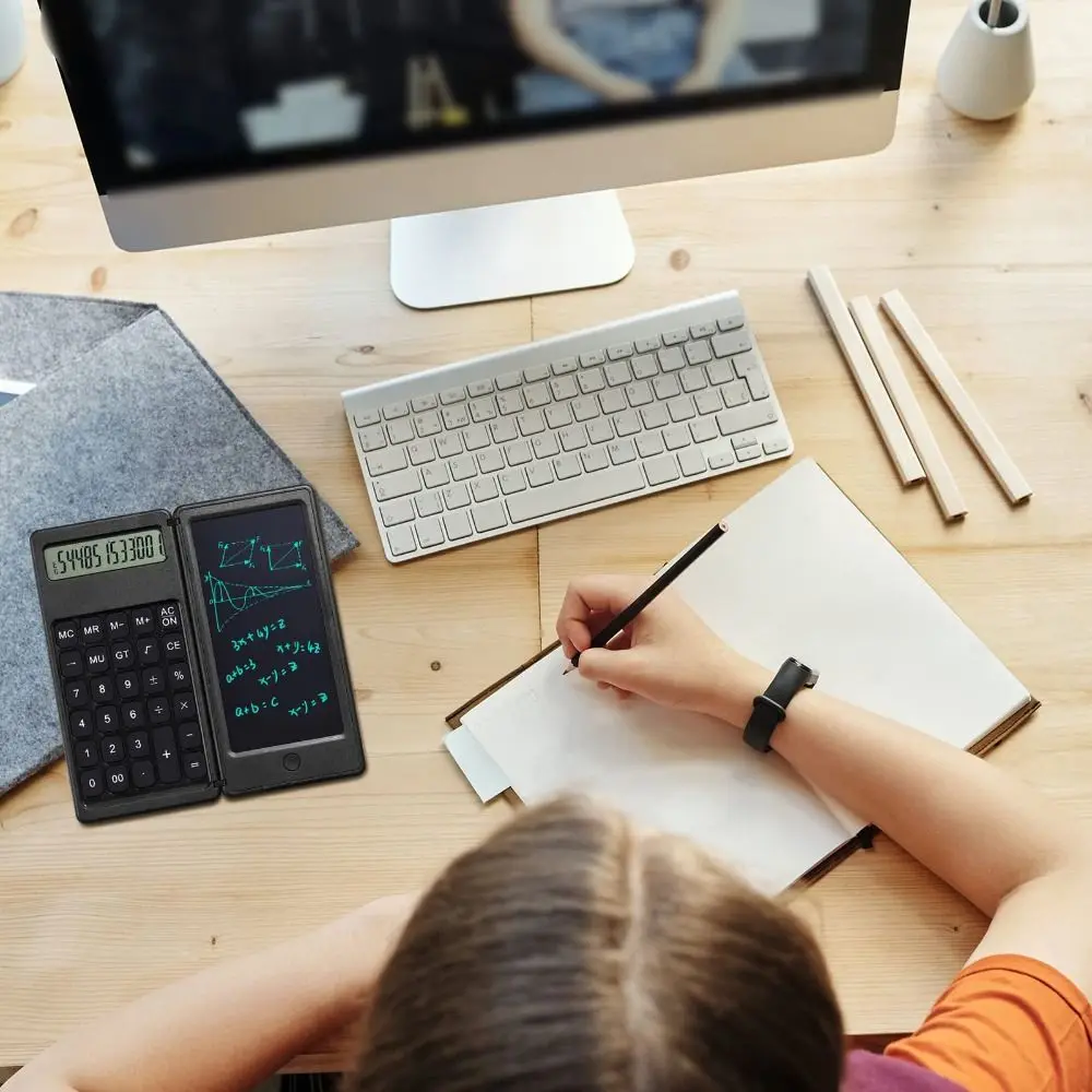 Foldable Scientific Calculator Portable 12 Digits Digital Writing Tablet Large Screen Display Multifunctional