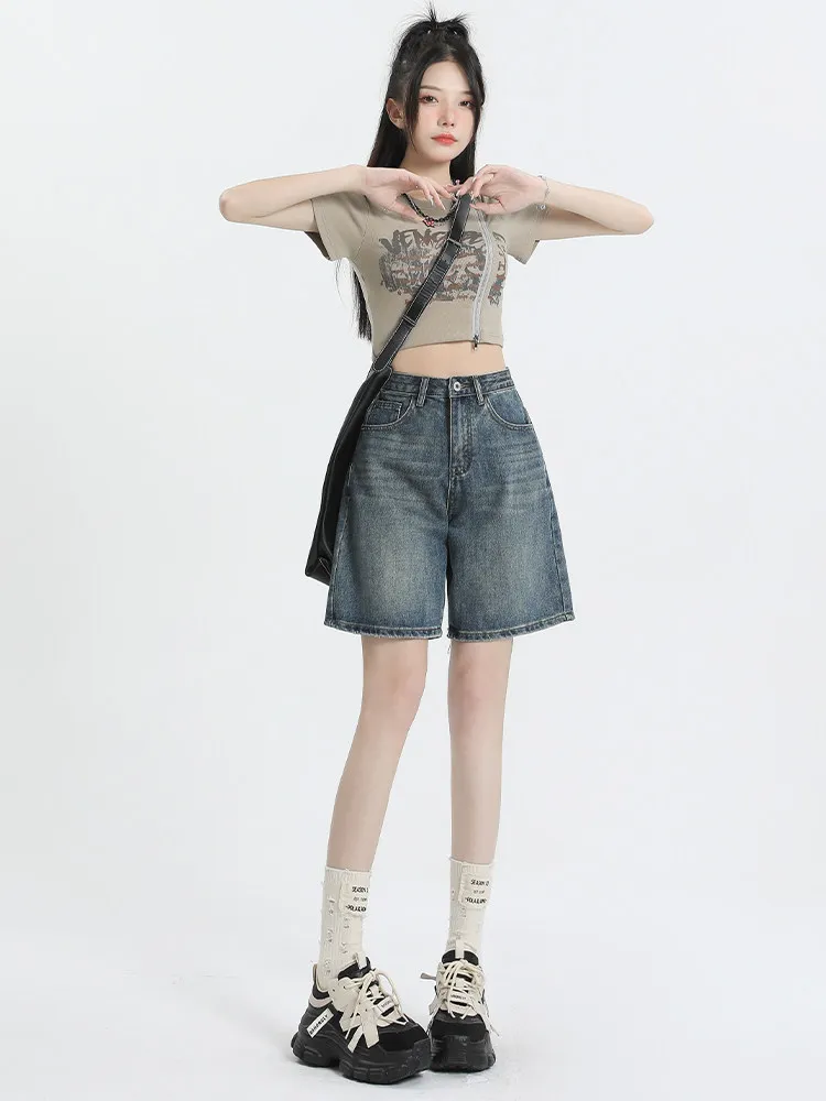 High Waist Straight Leg Thin Denim Shorts Women's Summer New Style Retro Five-Point Jeans Loose Wide Leg Mid-Length Pants
High Waist Straight Leg Thin Denim Shorts Women's Summer New Style Retro Five-Point Jeans Loose Wide Leg Mid-Length Pants