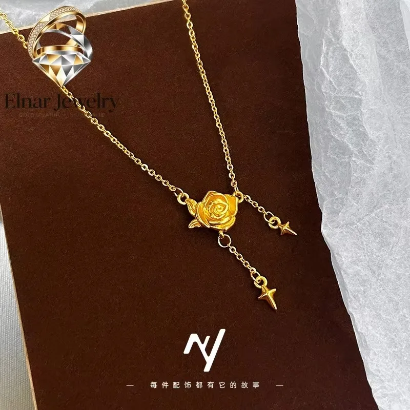 Elnar Jewelry Luxury 24K 9999 Pure Gold real gold Star Rose Necklace Flower Necklace Women's Clavicle Chain
Elnar Jewelry Luxury 24K 9999 Pure Gold real gold Star Rose Necklace Flower Necklace Women's Clavicle Chain
