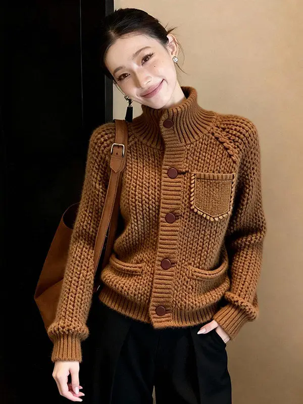 Ретро-кардиган в кофейном цвете, вязаный, на одной пуговице, модный, универсальный, весенний, создающий настроение, женский, с длинными рукавами
Ретро-кардиган в кофейном цвете, вязаный, на одной пуговице, модный, универсальный, весенний, создающий настроение, женский, с длинными рукавами