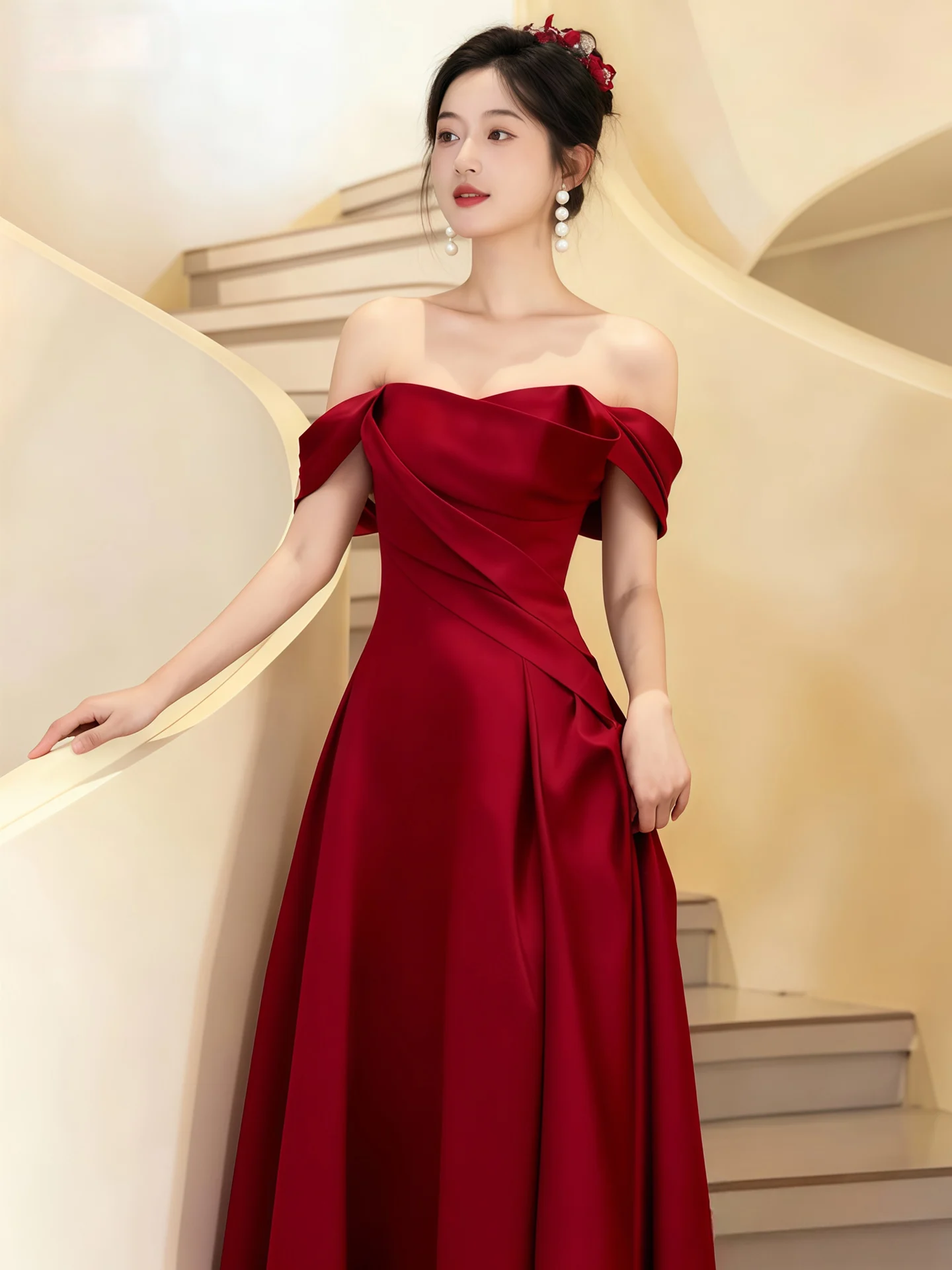Red Satin Bridal Gown One Shoulder Long Evening Dress Adult Ceremony Wedding Reception Dress Elegant Simple Style Polyester F...
Red Satin Bridal Gown One Shoulder Long Evening Dress Adult Ceremony Wedding Reception Dress Elegant Simple Style Polyester F...