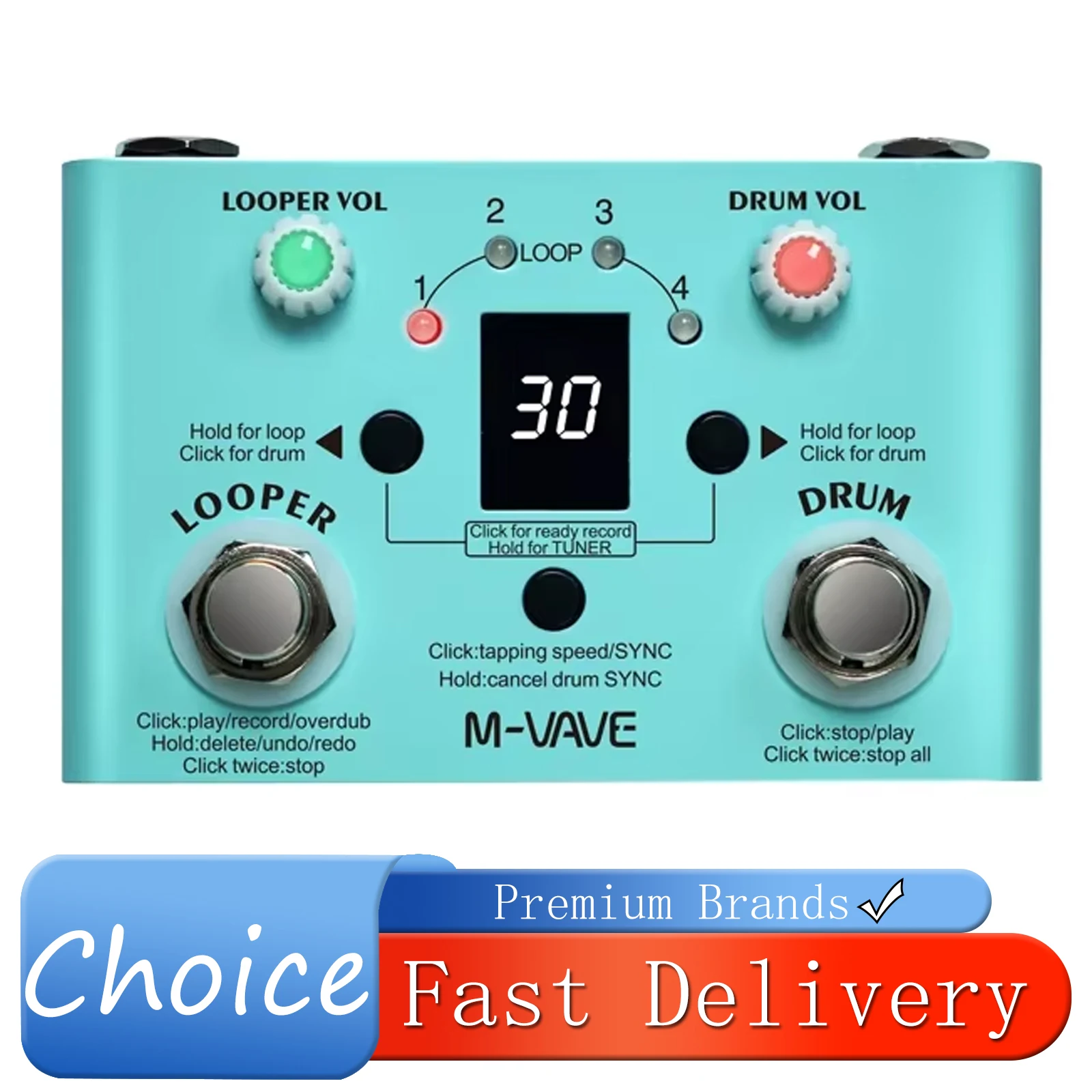 Педаль эффектов M-VAVE LOOPER для гитары: драм-машина, фразовый лупер, моноблок, тюнер. Аксессуары для электрогитары.
Педаль эффектов M-VAVE LOOPER для гитары: драм-машина, фразовый лупер, моноблок, тюнер. Аксессуары для электрогитары.