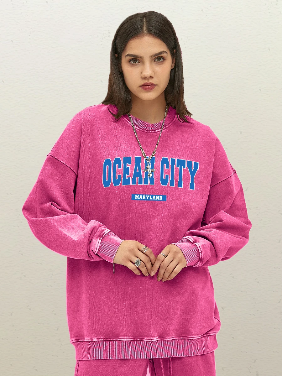 Ocean City Мэриленд пуловер с буквенным узором женский модный хлопковый свитшот винтажная стираная уличная одежда с круглым вырезом одежда больших размеров
Ocean City Мэриленд пуловер с буквенным узором женский модный хлопковый свитшот винтажная стираная уличная одежда с круглым вырезом одежда больших размеров