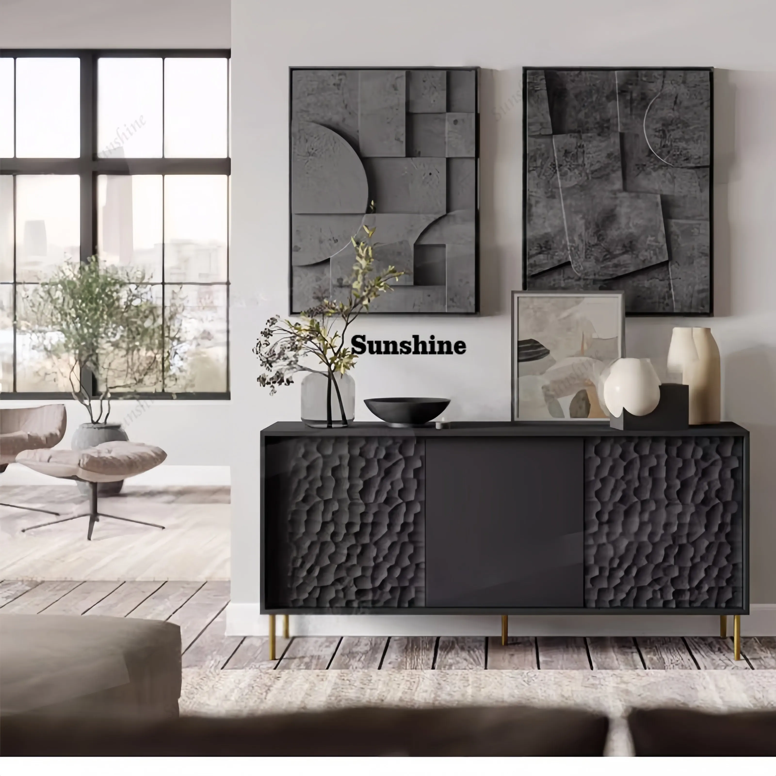 Modern simple side cabinet, household black locker, living room entrance cabinet FT
Modern simple side cabinet, household black locker, living room entrance cabinet FT