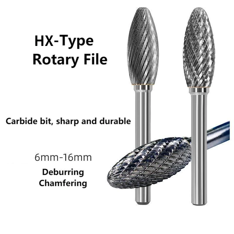 HX Type YG8 Alloy Rotary File Double Slot Tungsten Steel Wood Carving Grinding Head Hard Metal Milling Cutter Tool for Copper
HX Type YG8 Alloy Rotary File Double Slot Tungsten Steel Wood Carving Grinding Head Hard Metal Milling Cutter Tool for Copper