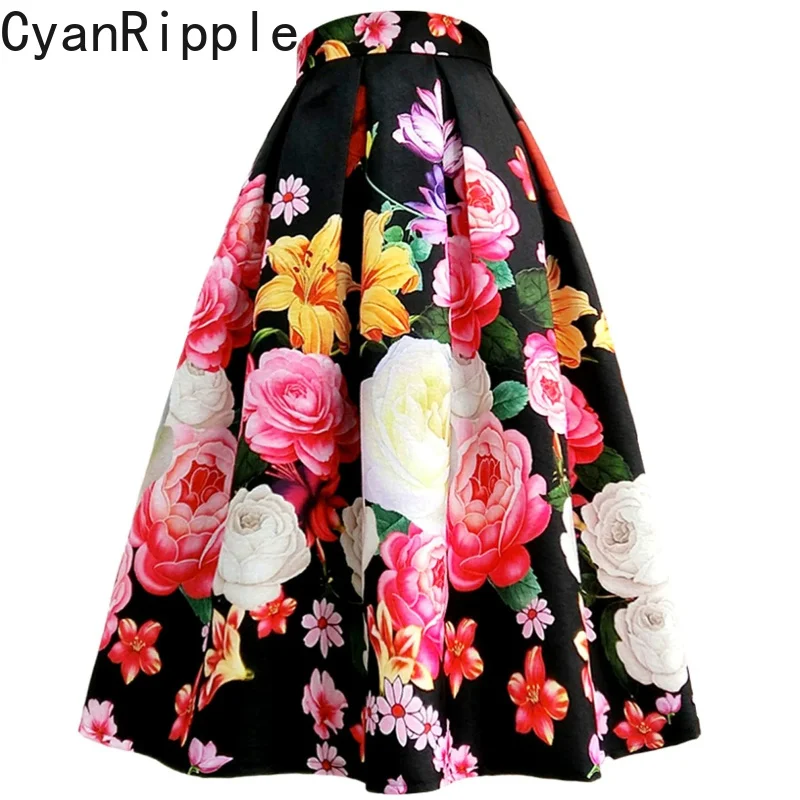 High Quality New Spring Autumn Colorful Printed Elegant Pleated Skirt All-match High Waist Mid-length Women A-line Puff Skirts
High Quality New Spring Autumn Colorful Printed Elegant Pleated Skirt All-match High Waist Mid-length Women A-line Puff Skirts