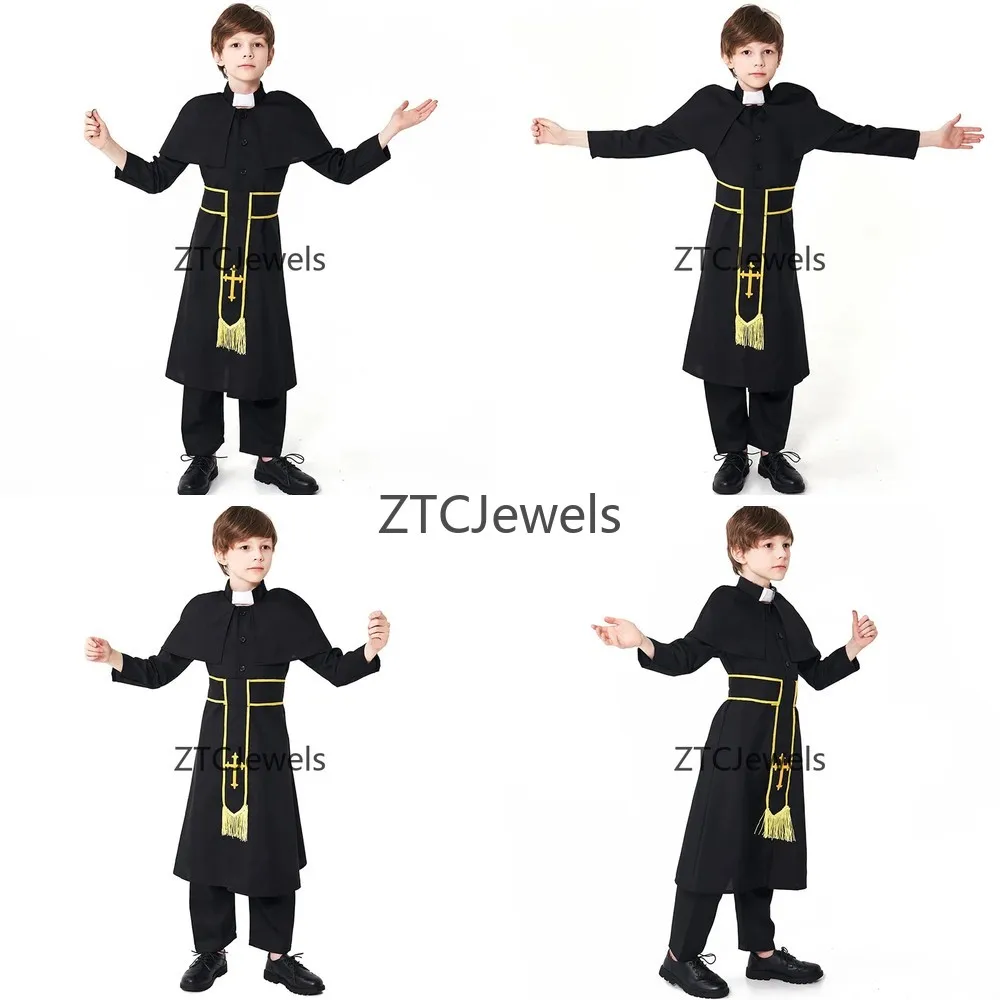 Halloween Priest Robe Boys Cloak Black Cosplay Costume Religious Carnival Masquerade Suit
Halloween Priest Robe Boys Cloak Black Cosplay Costume Religious Carnival Masquerade Suit