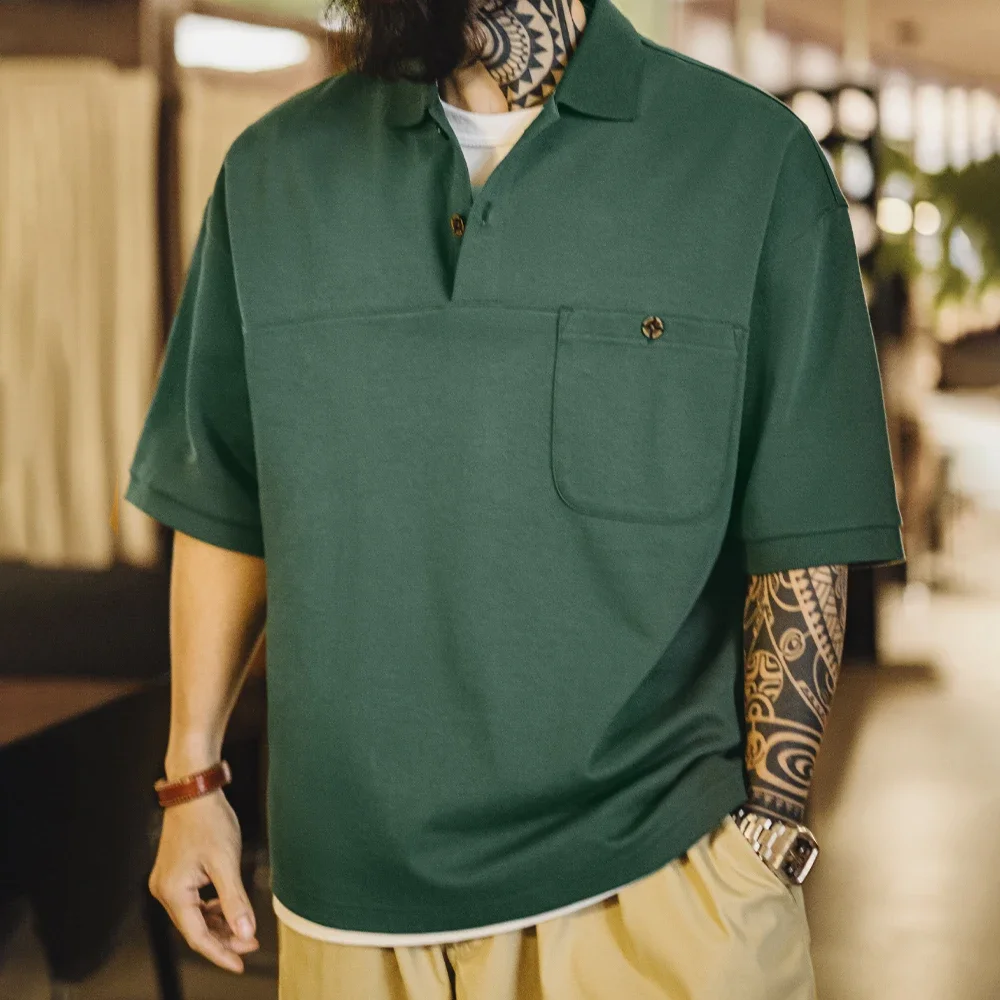 Maden New Vintage Men's Summer Green Lapel Short Sleeve Polo Shirt Loose Fit Casual Pocket Tee Business Casual Versatile T-Shirt
Maden New Vintage Men's Summer Green Lapel Short Sleeve Polo Shirt Loose Fit Casual Pocket Tee Business Casual Versatile T-Shirt