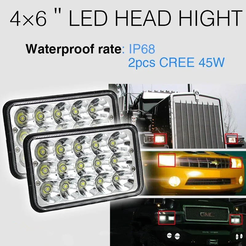 4PCS 4x6 Inch LED H4 Headlight Led Work Light With light For H4651 H4652 H4656 For Car Jeep Motorcycle Hond Truck
4PCS 4x6 Inch LED H4 Headlight Led Work Light With light For H4651 H4652 H4656 For Car Jeep Motorcycle Hond Truck