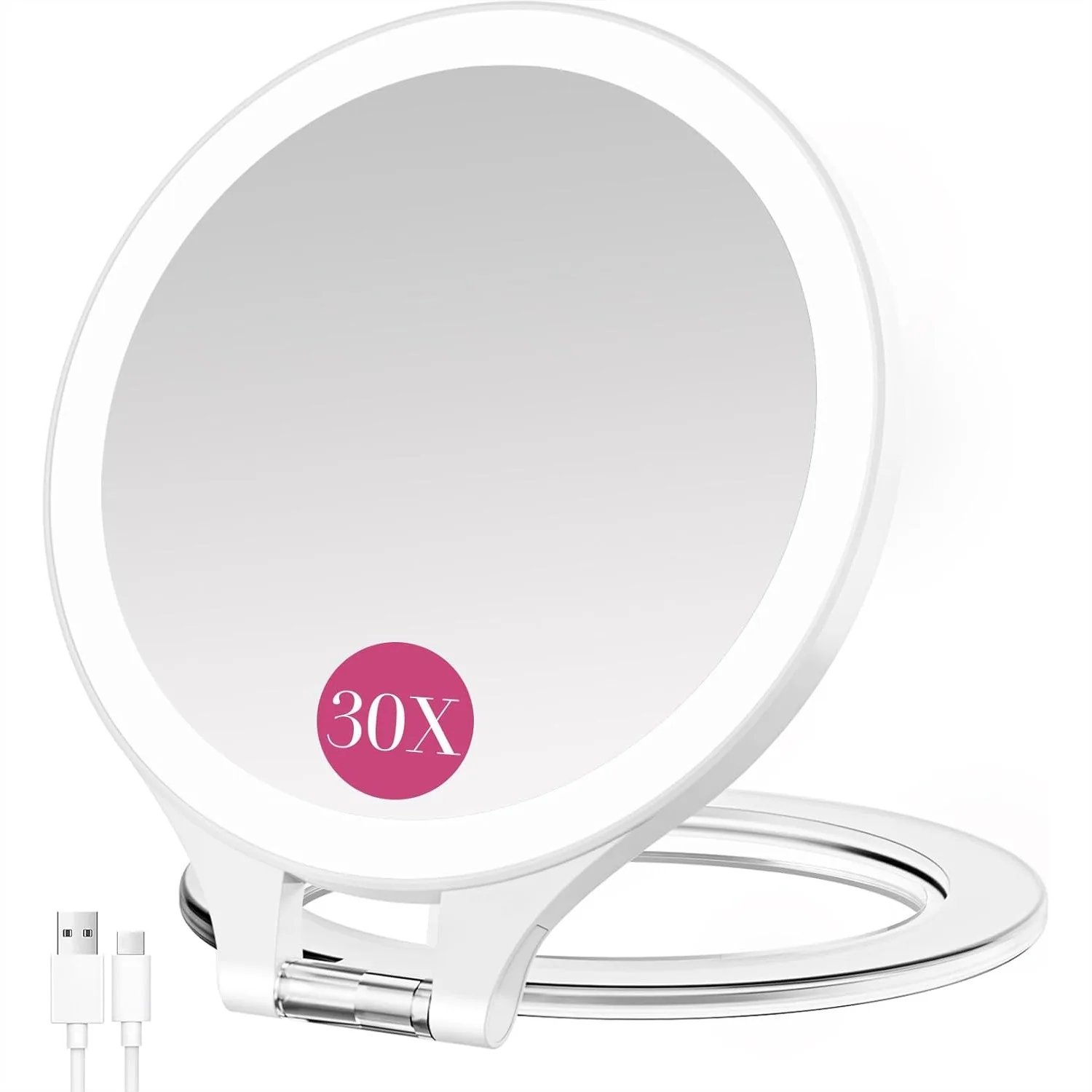 Double Sided Magnifying Mirror With Light 30X/1X Rechargeable Travel Makeup Mirror 3 Color Settings Adjustable Stand Portable Desk Cosmetic Mirror
Double Sided Magnifying Mirror With Light 30X/1X Rechargeable Travel Makeup Mirror 3 Color Settings Adjustable Stand Portable Desk Cosmetic Mirror