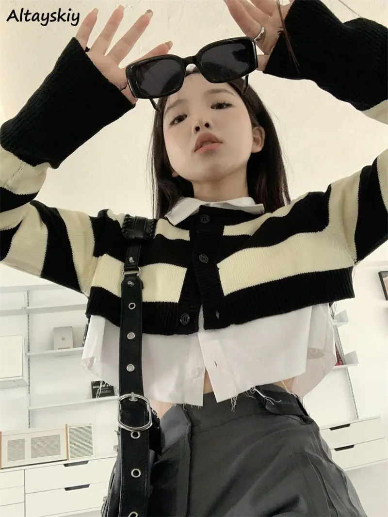 Sets Women Vintage Autumn Chic Femme Striped Cardigan All-match Preppy Style Soft Leisure Knitwear Schoolgirl Shirts Harajuku
Sets Women Vintage Autumn Chic Femme Striped Cardigan All-match Preppy Style Soft Leisure Knitwear Schoolgirl Shirts Harajuku