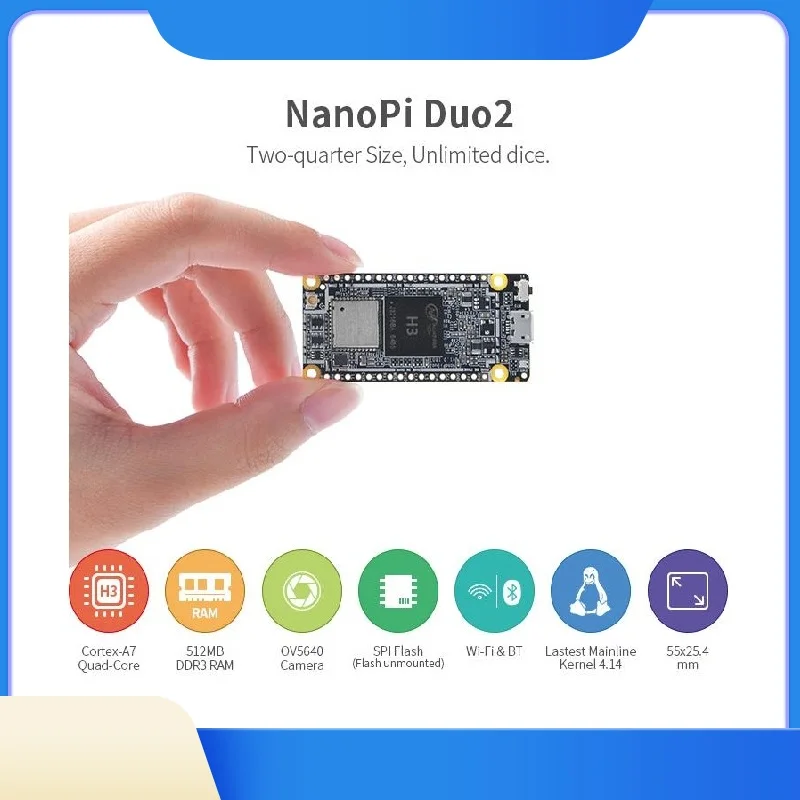 Мини-материнская плата Open+Pi Nanopi Duo2 V1.1 (512 МБ), Allwinner H3 Quad Cortex-A7, 1,2 ГГц, Wi-Fi и Bluetooth, OTG, OpenWRT 
Мини-материнская плата Open+Pi Nanopi Duo2 V1.1 (512 МБ), Allwinner H3 Quad Cortex-A7, 1,2 ГГц, Wi-Fi и Bluetooth, OTG, OpenWRT