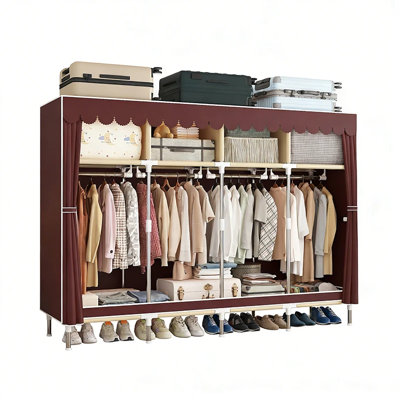 ArluKin Metal frame wardrobe with dust cover storage rack foldable organizing furniture with hanging space for your living room
ArluKin Metal frame wardrobe with dust cover storage rack foldable organizing furniture with hanging space for your living room