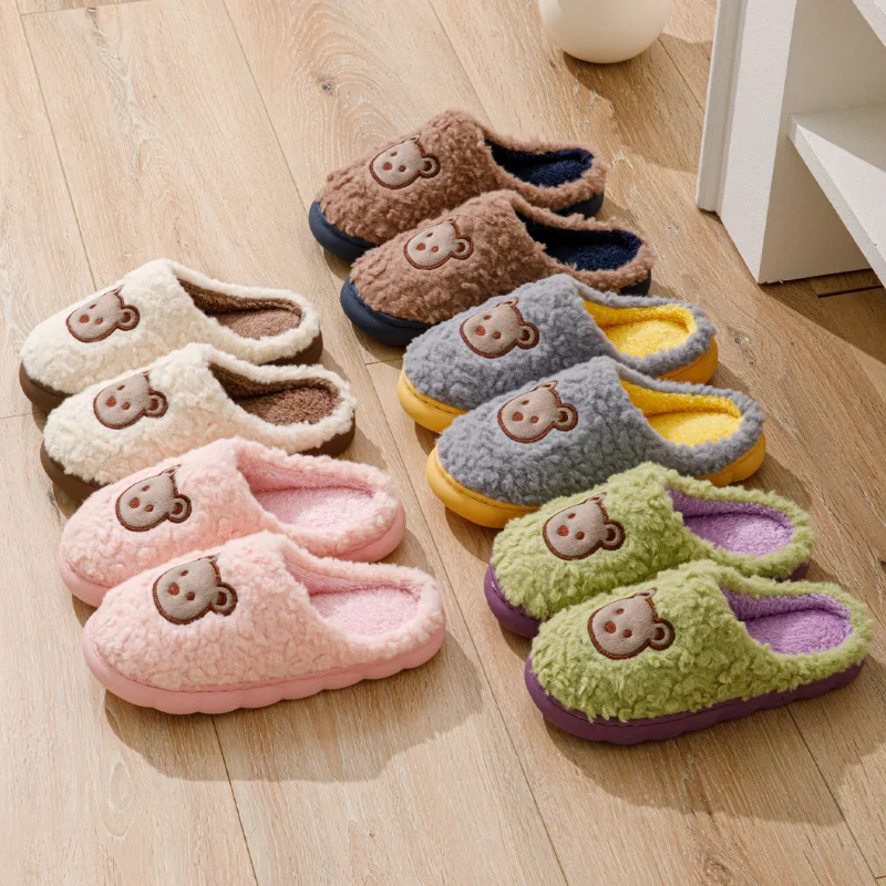 Winter Warm Cute Plush Closed Toe Slippers For Women Couples Indoor Wear-Resistant House Sandasls Cartoon Bear Slip On Slides
Winter Warm Cute Plush Closed Toe Slippers For Women Couples Indoor Wear-Resistant House Sandasls Cartoon Bear Slip On Slides