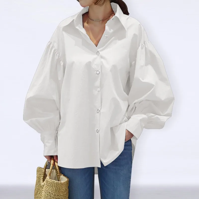 Loose Women's irt Lantern Sve Pure Color Long Sve Spring Summer New Sle Single Button Casual Sweet Sle irt
Loose Women's irt Lantern Sve Pure Color Long Sve Spring Summer New Sle Single Button Casual Sweet Sle irt