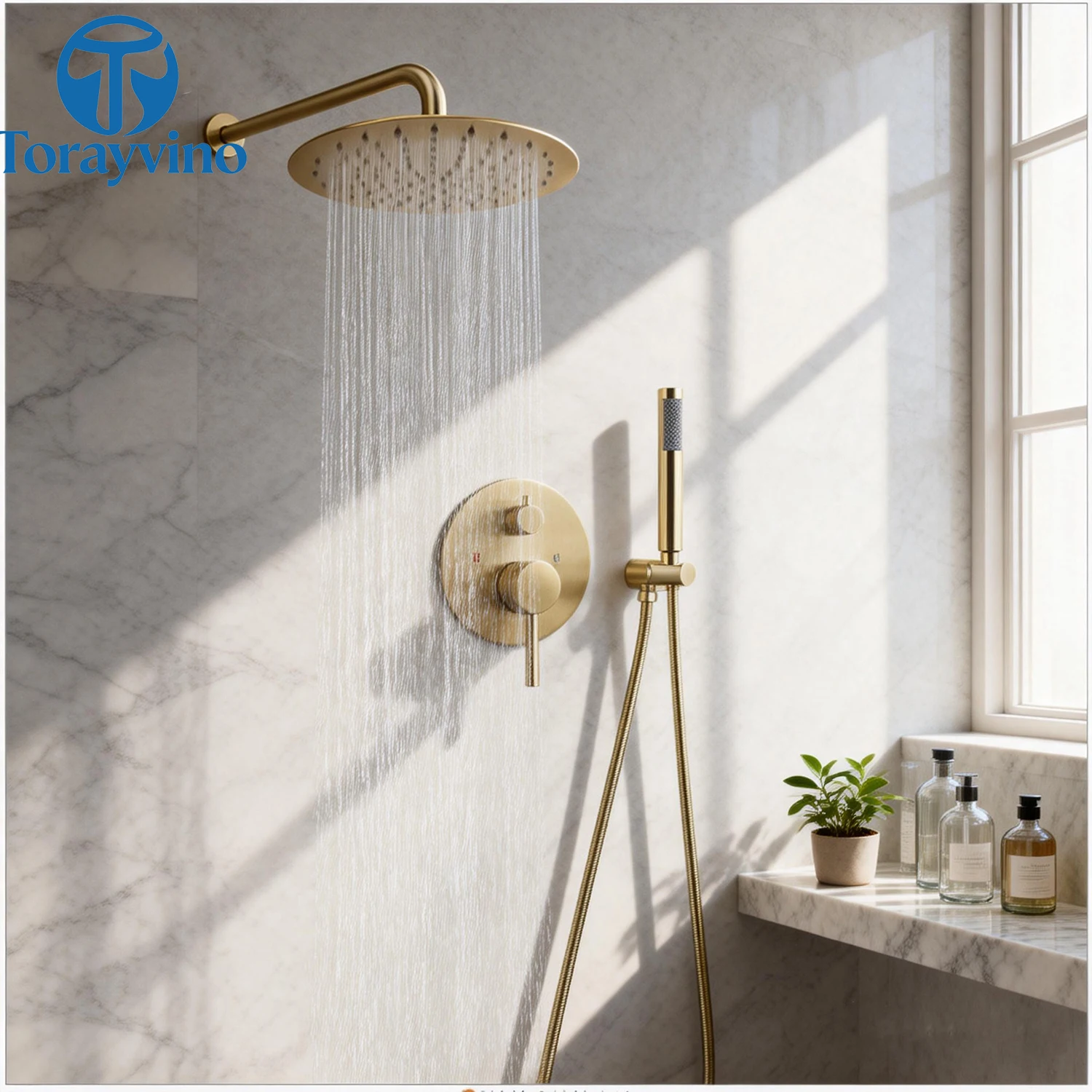 Torayvino Bathroom Showers Set Mixer Tap Rainfall Sprayer Gold Brass Luxury Brushed Nickel Round Cold&hot Water Head Hand Spray
Torayvino Bathroom Showers Set Mixer Tap Rainfall Sprayer Gold Brass Luxury Brushed Nickel Round Cold&hot Water Head Hand Spray