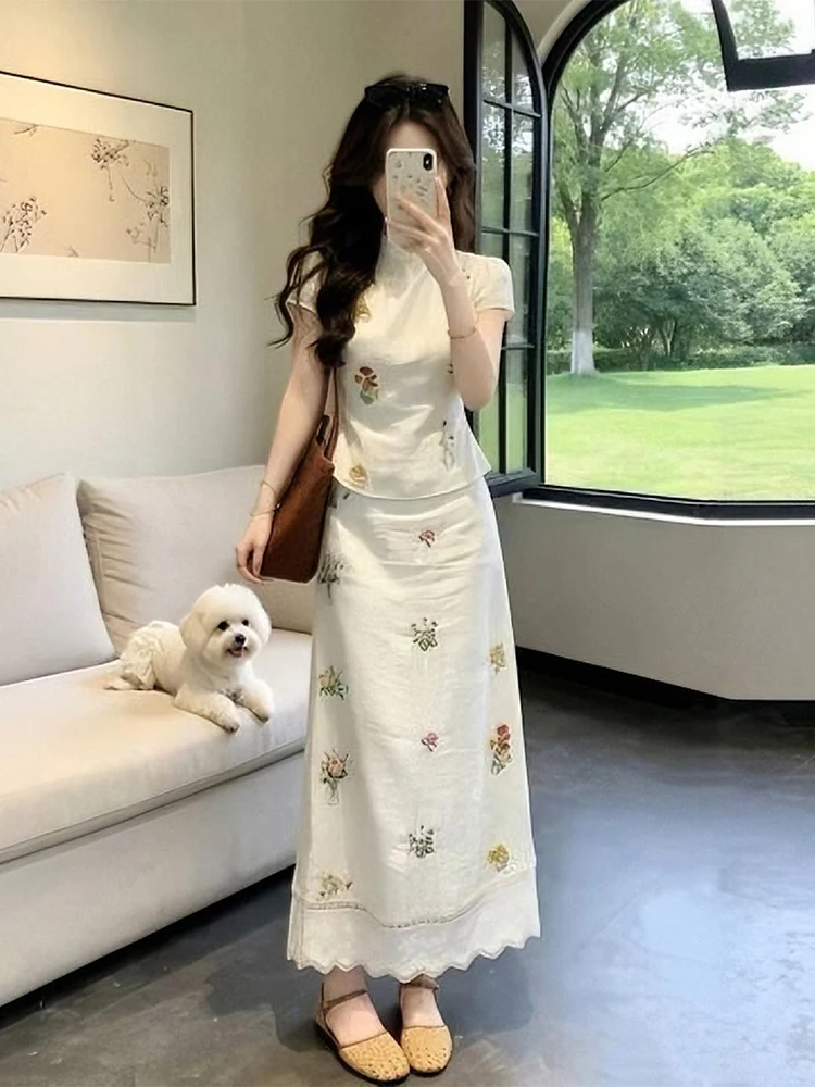 Summer New Chinese Style Embroidered Shirt High Waist Skirt Set Women's Fashionable OOTD Commute Slim Fit Long Sleeve
Summer New Chinese Style Embroidered Shirt High Waist Skirt Set Women's Fashionable OOTD Commute Slim Fit Long Sleeve