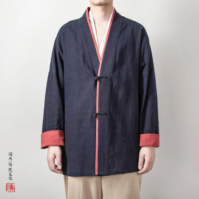 Autumnal Loose Men's Chinese Sle Jaet Youthful Zen Monastic Outerwear Vintage Reformed Hanfu Coat V-Ne Single Button 
Autumnal Loose Men's Chinese Sle Jaet Youthful Zen Monastic Outerwear Vintage Reformed Hanfu Coat V-Ne Single Button