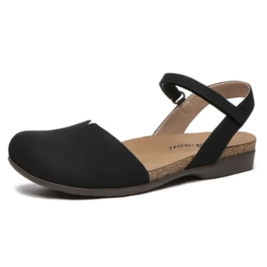 Women's Closed Toe Sandals Comfort Cork Footbed Arch Support Flat Sandals
Women's Closed Toe Sandals Comfort Cork Footbed Arch Support Flat Sandals