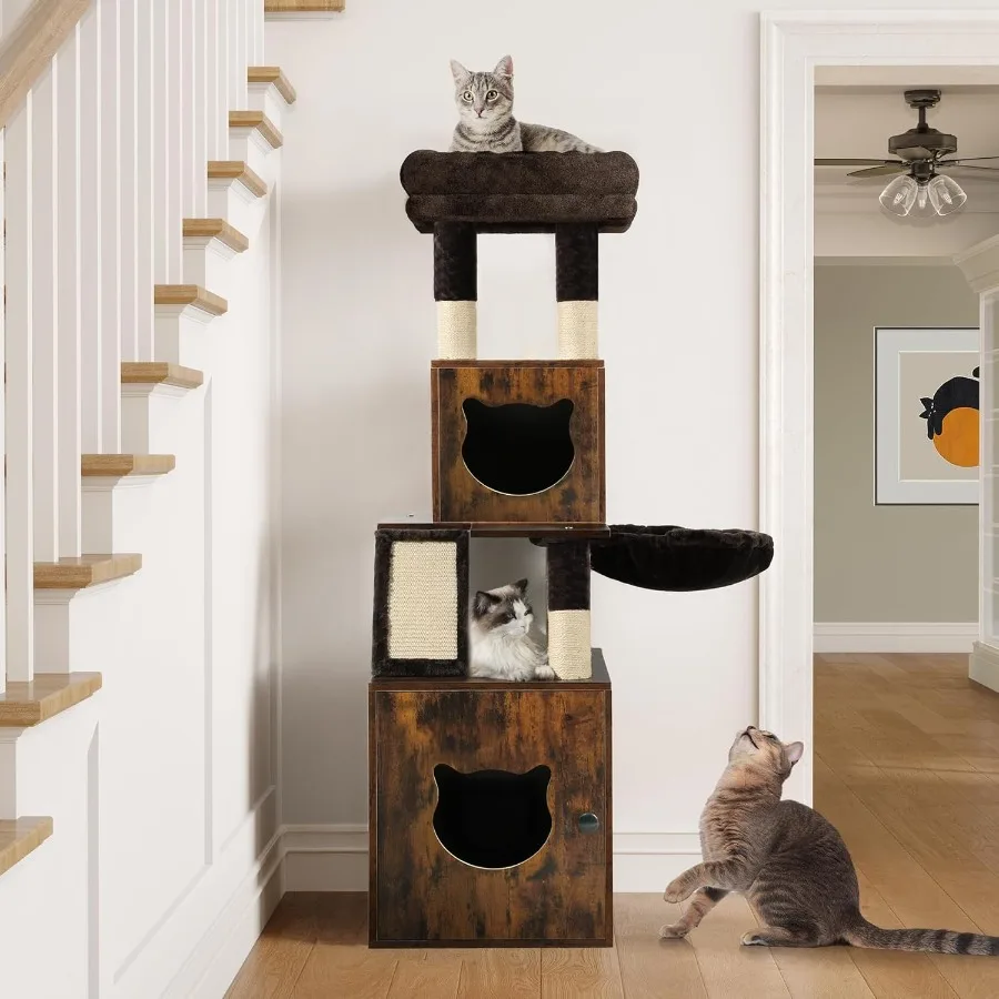 Modern Cat Tree with Litter Box Enclosure Combo Endtable and Large Cat Tower with Basket 4-in-1 Litter Box Furniture Hidden and
Modern Cat Tree with Litter Box Enclosure Combo Endtable and Large Cat Tower with Basket 4-in-1 Litter Box Furniture Hidden and