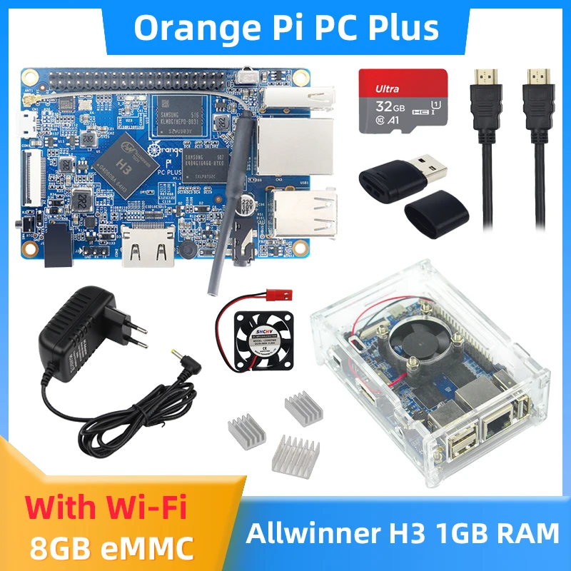 Orange Pi PC Plus with WiFi 8GB EMMC Flash H3 Quad-Core 1GB RAM Support Android Debian Ubuntu OS Optional Case for OPI PC Plus
Orange Pi PC Plus with WiFi 8GB EMMC Flash H3 Quad-Core 1GB RAM Support Android Debian Ubuntu OS Optional Case for OPI PC Plus