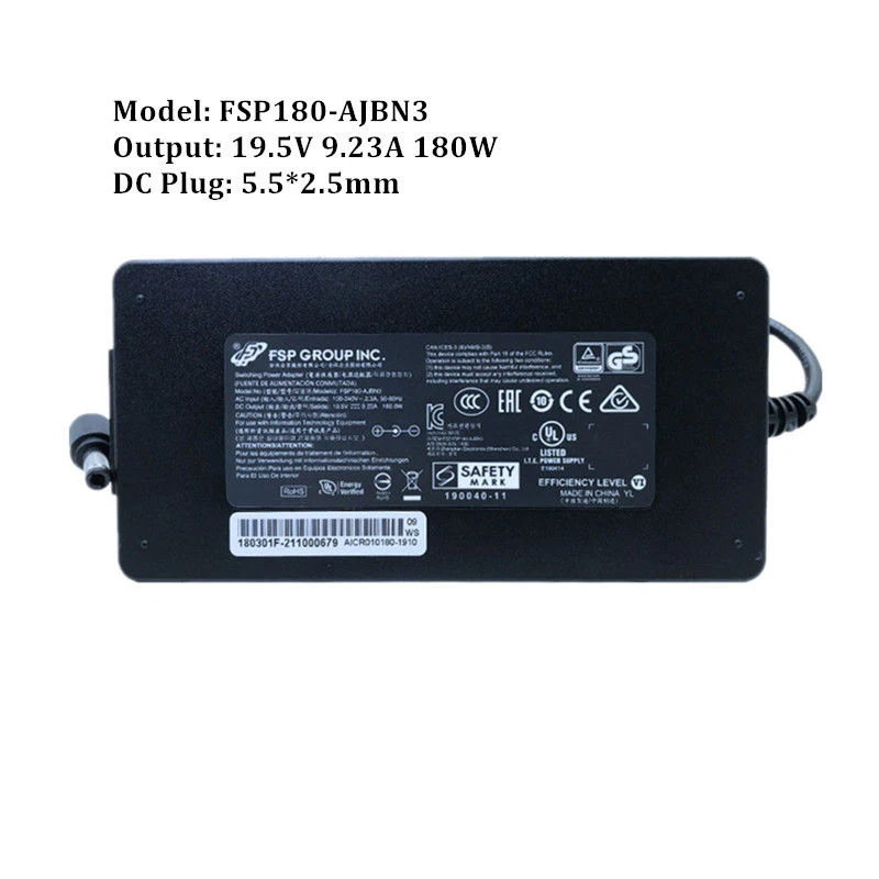 Genuine FSP FSP180-AJBN3 19.5V 9.23A AC Adapter Charger 180W FSP180AJBN3 Power Supply
Genuine FSP FSP180-AJBN3 19.5V 9.23A AC Adapter Charger 180W FSP180AJBN3 Power Supply
