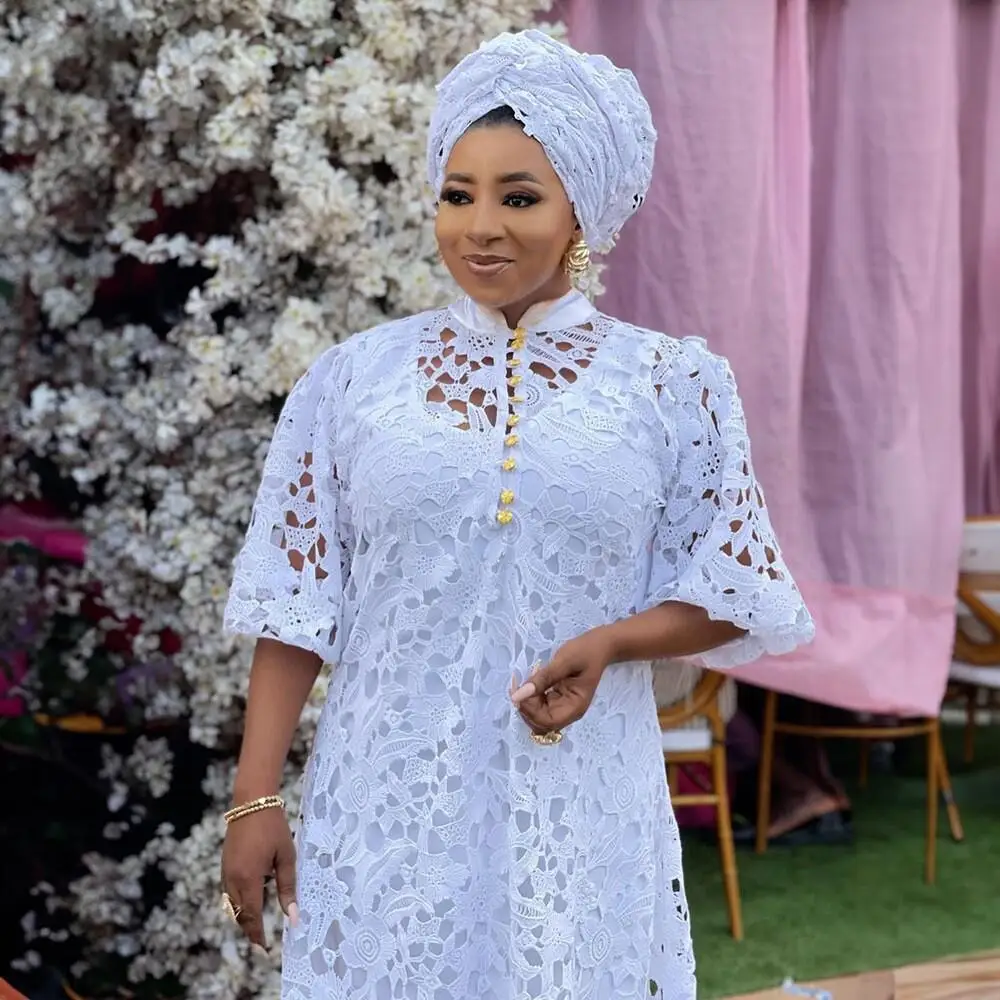 2025 African Women Popular National Dresses Lace Hollow Out Plus Size Maxi Dress and Inner Skirts Luxury Muslim White Abayas New
2025 African Women Popular National Dresses Lace Hollow Out Plus Size Maxi Dress and Inner Skirts Luxury Muslim White Abayas New