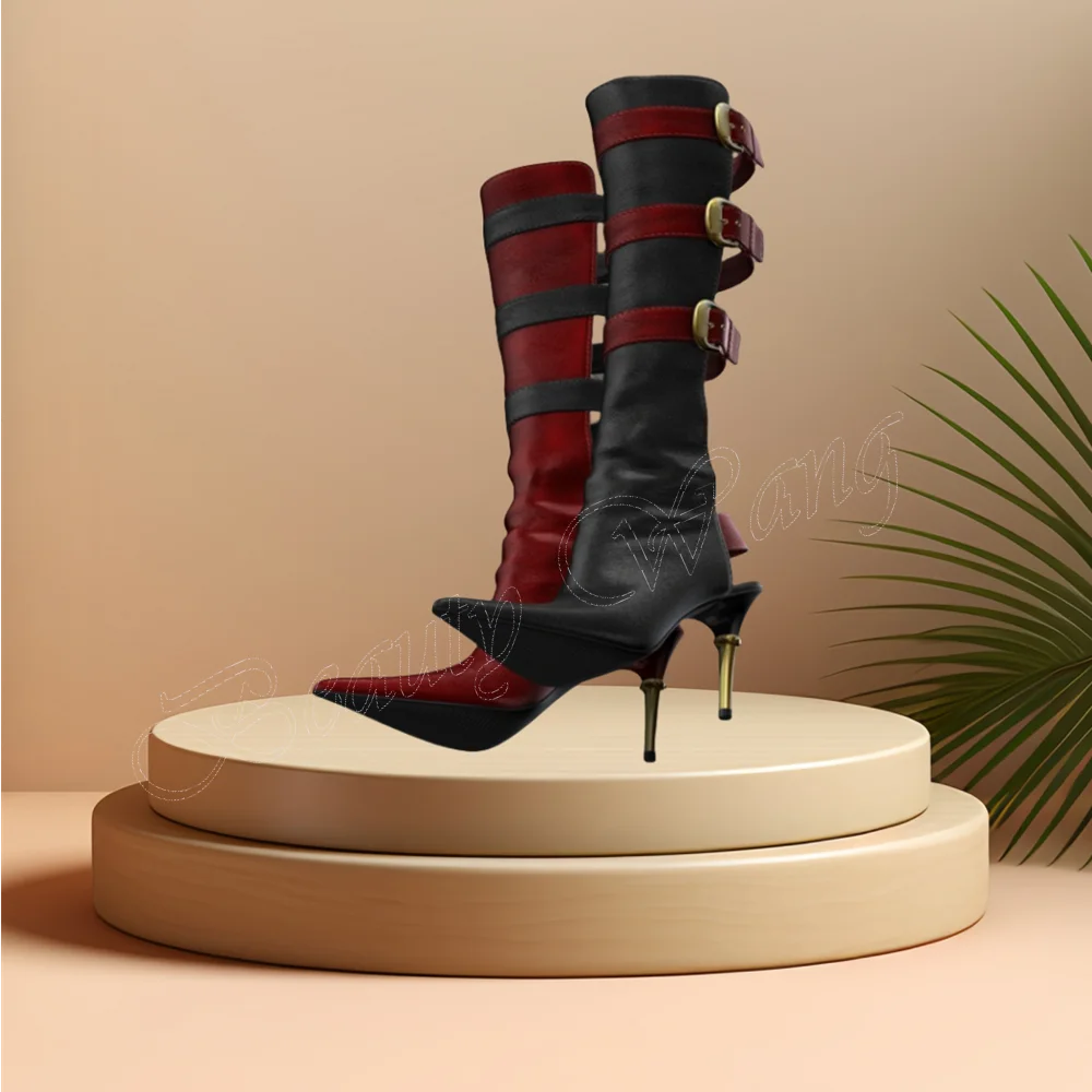 Black Red Metal Heel Cut Heel Boots Side Belt Decor Buckle Decoration High Heel Shoes for Women High Heel 2024 Zapatillas Mujer
Black Red Metal Heel Cut Heel Boots Side Belt Decor Buckle Decoration High Heel Shoes for Women High Heel 2024 Zapatillas Mujer