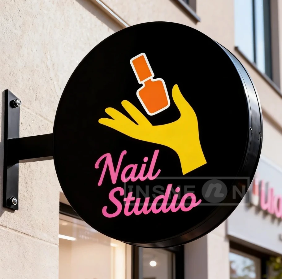 Outdoor Business Sign Illuminated Round Logo Nail Art Studio Signage Custom Double Sided Light Box LED Advertising Equipment
Outdoor Business Sign Illuminated Round Logo Nail Art Studio Signage Custom Double Sided Light Box LED Advertising Equipment