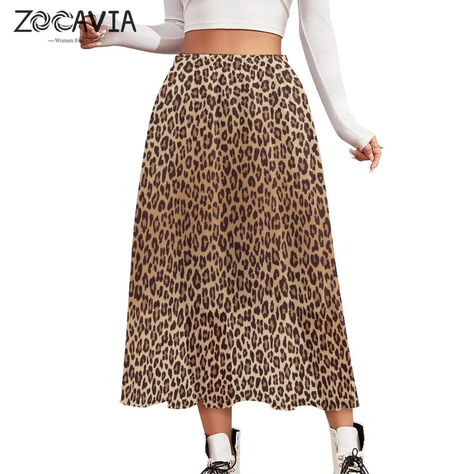 Women's leopard print medium length elastic high waisted short skirt Women's fashionable high and low hem
Women's leopard print medium length elastic high waisted short skirt Women's fashionable high and low hem