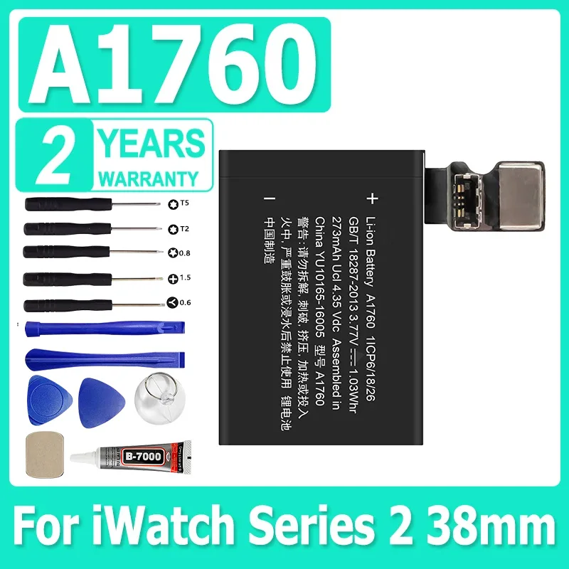 Battery A1760 For Apple Watch Series 2 38mm A1760 A1757 273mAh Series2 38mm + Free Tools
Battery A1760 For Apple Watch Series 2 38mm A1760 A1757 273mAh Series2 38mm + Free Tools